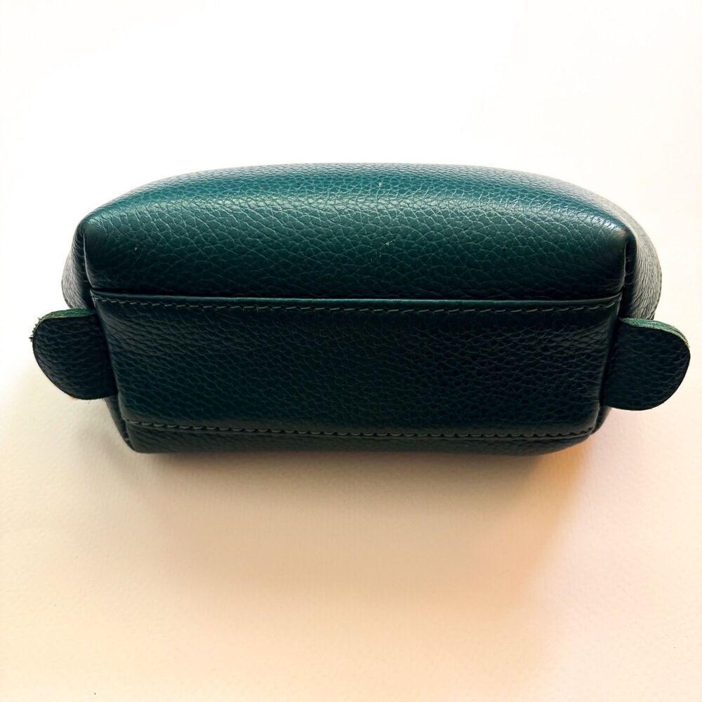 Cuyana Teal Pebbled Leather Travel Cosmetic Zippered Case Toiletry Bag READ - Picture 11 of 12